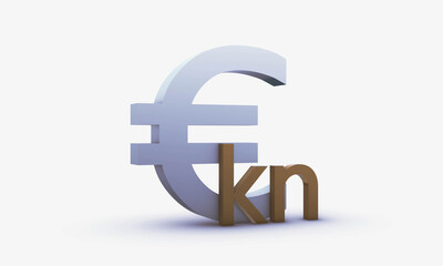 Dollar and Croatian kuna Symbols Isolated on White Background
