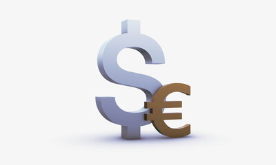 Dollar and Euro Symbols Isolated on White Background