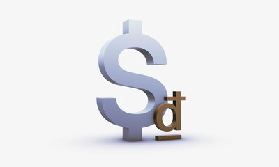 Dollar and Vietnamese dong Symbols Isolated on White Background