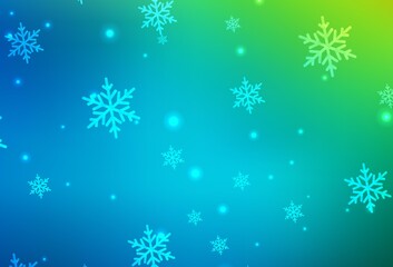 Fototapeta na wymiar Light Blue, Green vector pattern in Christmas style.