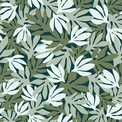 Leaves seamless vector pattern. Repeated leaves texture, vector flat illustration.
