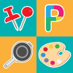 P Letter Flashcard Vector
