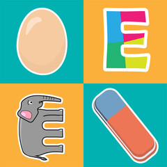 E Letter Flashcard Vector