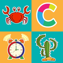 C Letter Flashcard Vector