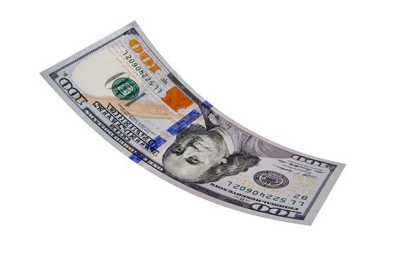 Curled American Dollar, Floating Coins, American Banknote