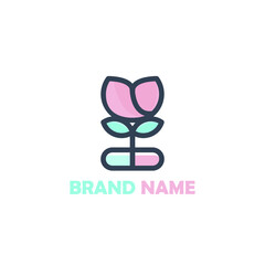 rose flower logo and supplements for health company