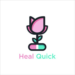 health supplement logo, natural with rose symbol