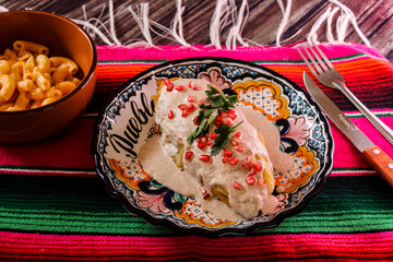 chiles en nogada, traditional food in Puebla Mexico