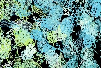 Dark Blue, Green vector natural backdrop with trees, branches.