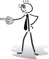 stick man illustration - pointing and showing to the left