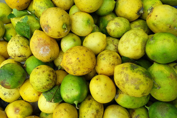 Malang, Indonesia - July 1, 2021 :
LOT' OF LEMON in traditional market