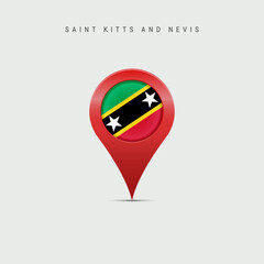 Teardrop map marker with flag of Saint Kitts and Nevis. Vector illustration