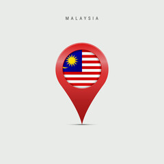Teardrop map marker with flag of Malaysia. Vector illustration