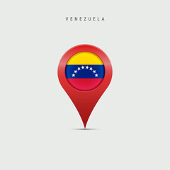 Teardrop map marker with flag of Venezuela. Vector illustration
