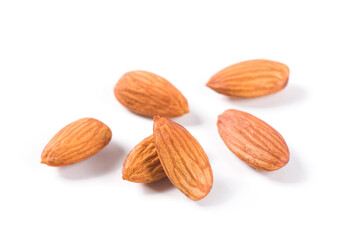 Almonds nuts isolated on white background