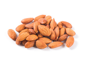 Almonds nuts isolated on white background