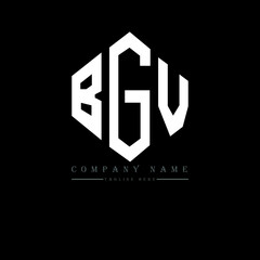 Fototapeta premium BGV letter logo design with polygon shape. BGV polygon logo monogram. BGV cube logo design. BGV hexagon vector logo template white and black colors. BGV monogram, BGV business and real estate logo. 
