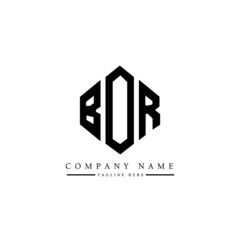 Fototapeta premium BOR letter logo design with polygon shape. BOR polygon logo monogram. BOR cube logo design. BOR hexagon vector logo template white and black colors. BOR monogram, BOR business and real estate logo. 