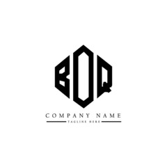 BOQ letter logo design with polygon shape. BOQ polygon logo monogram. BOQ cube logo design. BOQ hexagon vector logo template white and black colors. BOQ monogram, BOQ business and real estate logo. 