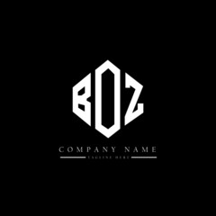 Fototapeta premium BOZ letter logo design with polygon shape. BOZ polygon logo monogram. BOZ cube logo design. BOZ hexagon vector logo template white and black colors. BOZ monogram, BOZ business and real estate logo. 