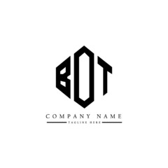 BOT letter logo design with polygon shape. BOT polygon logo monogram. BOT cube logo design. BOT hexagon vector logo template white and black colors. BOT monogram, BOT business and real estate logo. 