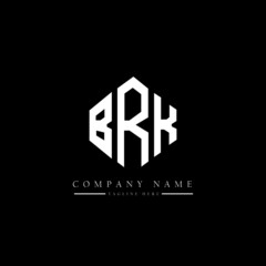 Fototapeta premium BRK letter logo design with polygon shape. BRK polygon logo monogram. BRK cube logo design. BRK hexagon vector logo template white and black colors. BRK monogram, BRK business and real estate logo. 