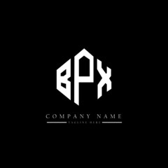 Obraz premium BPX letter logo design with polygon shape. BPX polygon logo monogram. BPX cube logo design. BPX hexagon vector logo template white and black colors. BPX monogram, BPX business and real estate logo. 