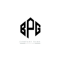 Obraz premium BPG letter logo design with polygon shape. BPG polygon logo monogram. BPG cube logo design. BPG hexagon vector logo template white and black colors. BPG monogram, BPG business and real estate logo. 