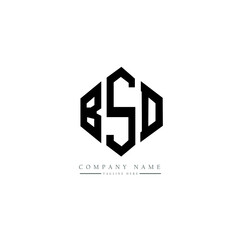 BSD letter logo design with polygon shape. BSD polygon logo monogram. BSD cube logo design. BSD hexagon vector logo template white and black colors. BSD monogram, BSD business and real estate logo. 