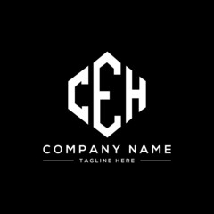 CEH letter logo design with polygon shape. CEH polygon logo monogram. CEH cube logo design. CEH hexagon vector logo template white and black colors. CEH monogram, CEH business and real estate logo. 