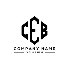 CEB letter logo design with polygon shape. CEB polygon logo monogram. CEB cube logo design. CEB hexagon vector logo template white and black colors. CEB monogram, CEB business and real estate logo. 