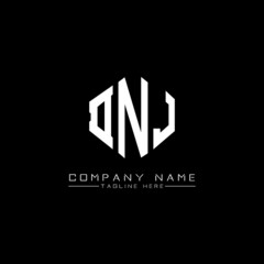 DNJ letter logo design with polygon shape. DNJ polygon logo monogram. DNJ cube logo design. DNJ hexagon vector logo template white and black colors. DNJ monogram, DNJ business and real estate logo. 