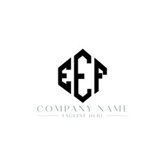 EEF letter logo design with polygon shape. EEF polygon logo monogram. EEF cube logo design. EEF hexagon vector logo template white and black colors. EEF monogram, EEF business and real estate logo. 
