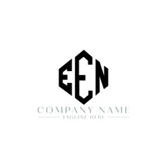 EEN letter logo design with polygon shape. EEN polygon logo monogram. EEN cube logo design. EEN hexagon vector logo template white and black colors. EEN monogram, EEN business and real estate logo. 
