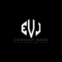 EVJ letter logo design with polygon shape. EVJ polygon logo monogram. EVJ cube logo design. EVJ hexagon vector logo template white and black colors. EVJ monogram, EVJ business and real estate logo. 