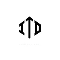 ITD letter logo design with polygon shape. ITD polygon logo monogram. ITD cube logo design. ITD hexagon vector logo template white and black colors. ITD monogram, ITD business and real estate logo. 