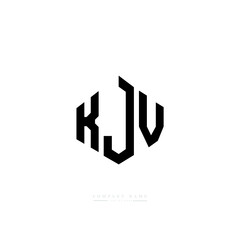 KJV letter logo design with polygon shape. KJV polygon logo monogram. KJV cube logo design. KJV hexagon vector logo template white and black colors. KJV monogram, KJV business and real estate logo. 