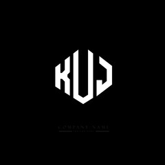 KUJ letter logo design with polygon shape. KUJ polygon logo monogram. KUJ cube logo design. KUJ hexagon vector logo template white and black colors. KUJ monogram, KUJ business and real estate logo. 