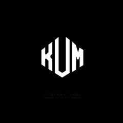 KUM letter logo design with polygon shape. KUM polygon logo monogram. KUM cube logo design. KUM hexagon vector logo template white and black colors. KUM monogram, KUM business and real estate logo. 