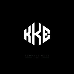 KKE letter logo design with polygon shape. KKE polygon logo monogram. KKE cube logo design. KKE hexagon vector logo template white and black colors. KKE monogram, KKE business and real estate logo. 