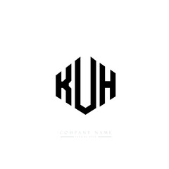 KUH letter logo design with polygon shape. KUH polygon logo monogram. KUH cube logo design. KUH hexagon vector logo template white and black colors. KUH monogram, KUH business and real estate logo. 