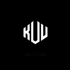 KUU letter logo design with polygon shape. KUU polygon logo monogram. KUU cube logo design. KUU hexagon vector logo template white and black colors. KUU monogram, KUU business and real estate logo. 