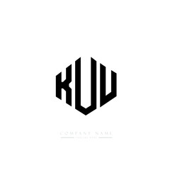 KUU letter logo design with polygon shape. KUU polygon logo monogram. KUU cube logo design. KUU hexagon vector logo template white and black colors. KUU monogram, KUU business and real estate logo. 