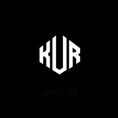 KUR letter logo design with polygon shape. KUR polygon logo monogram. KUR cube logo design. KUR hexagon vector logo template white and black colors. KUR monogram, KUR business and real estate logo. 