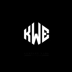 KWE letter logo design with polygon shape. KWE polygon logo monogram. KWE cube logo design. KWE hexagon vector logo template white and black colors. KWE monogram, KWE business and real estate logo. 