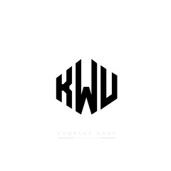 KWU letter logo design with polygon shape. KWU polygon logo monogram. KWU cube logo design. KWU hexagon vector logo template white and black colors. KWU monogram, KWU business and real estate logo. 