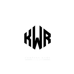 KWR letter logo design with polygon shape. KWR polygon logo monogram. KWR cube logo design. KWR hexagon vector logo template white and black colors. KWR monogram, KWR business and real estate logo. 