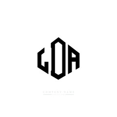 LDA letter logo design with polygon shape. LDA polygon logo monogram. LDA cube logo design. LDA hexagon vector logo template white and black colors. LDA monogram, LDA business and real estate logo. 