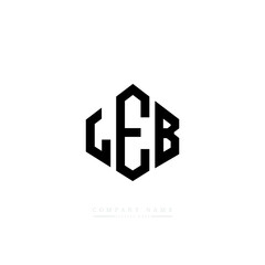 LEB letter logo design with polygon shape. LEB polygon logo monogram. LEB cube logo design. LEB hexagon vector logo template white and black colors. LEB monogram, LEB business and real estate logo. 