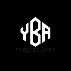 YBA letter logo design with polygon shape. YBA polygon logo monogram. YBA cube logo design. YBA hexagon vector logo template white and black colors. YBA monogram, YBA business and real estate logo. 